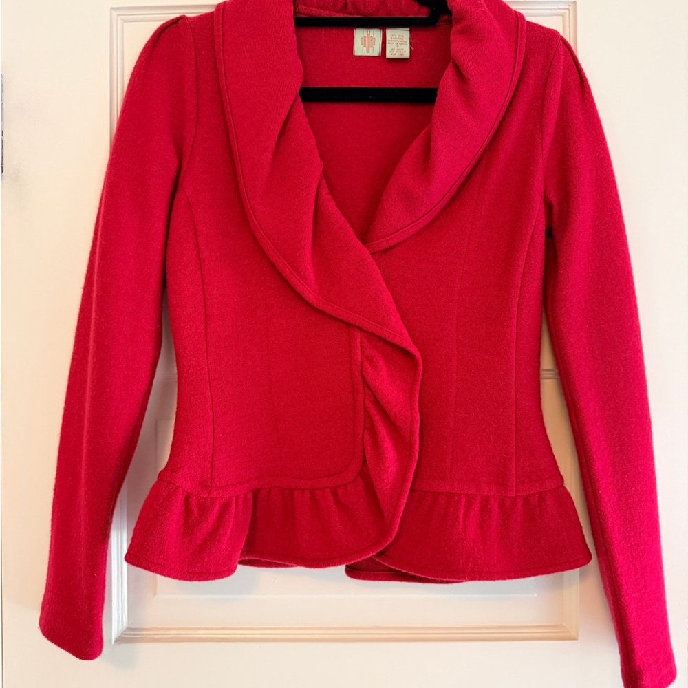 Anthropologie HWR Elegant Red Women's Sweater Jacket
